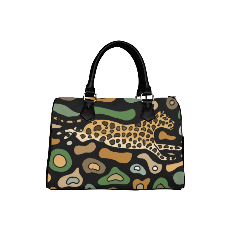 Cool Running Leopard Abstract Art Boston Handbag (Model 1621)