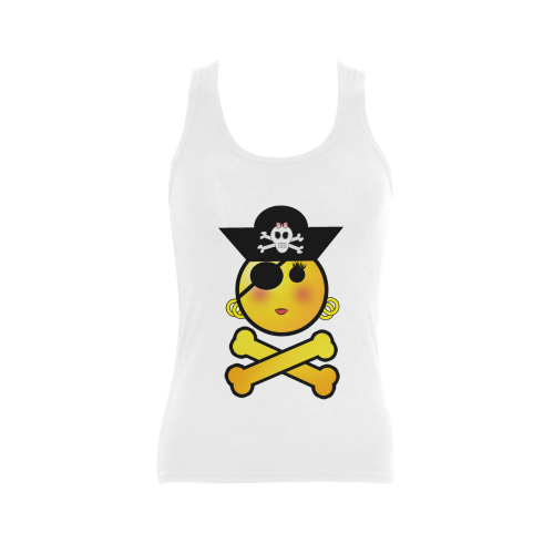 Pirate Emoticon - Smiley Emoji Girl Women's Shoulder-Free Tank Top (Model T35)