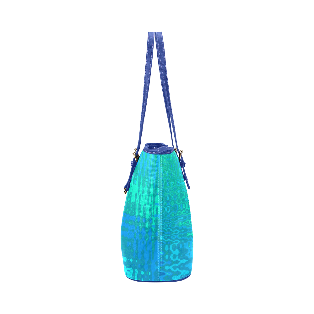 Ocean Ripple Abstract by ArtformDesigns Leather Tote Bag/Small (Model 1651)