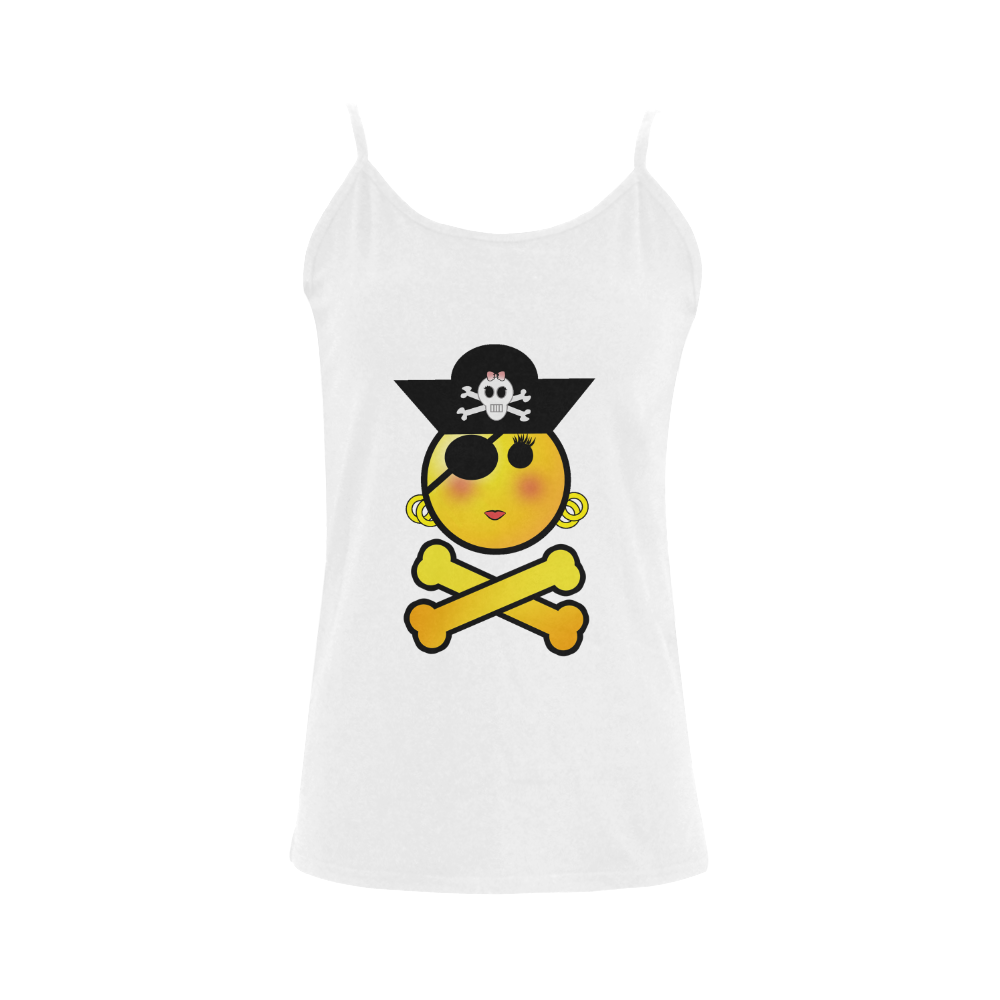 Pirate Emoticon - Smiley Emoji Girl Women's Spaghetti Top (USA Size) (Model T34)