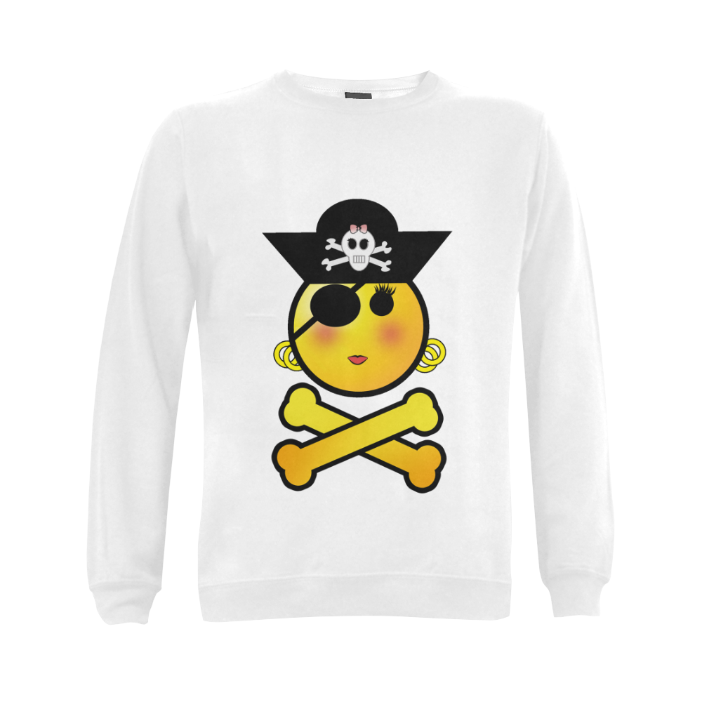 Pirate Emoticon - Smiley Emoji Girl Gildan Crewneck Sweatshirt(NEW) (Model H01)