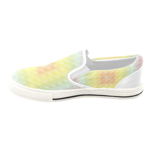 Soft Multicolour Square Women's Unusual Slip-on Canvas Shoes (Model 019)