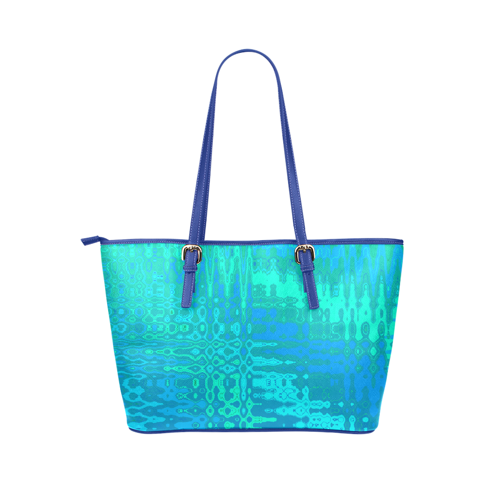 Ocean Ripple Abstract by ArtformDesigns Leather Tote Bag/Small (Model 1651)