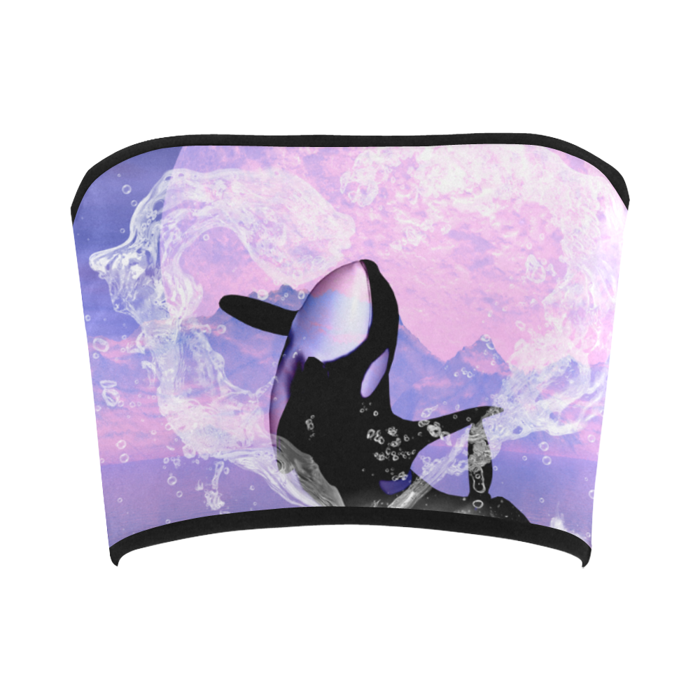 Awesome orca jumping by a heart Bandeau Top