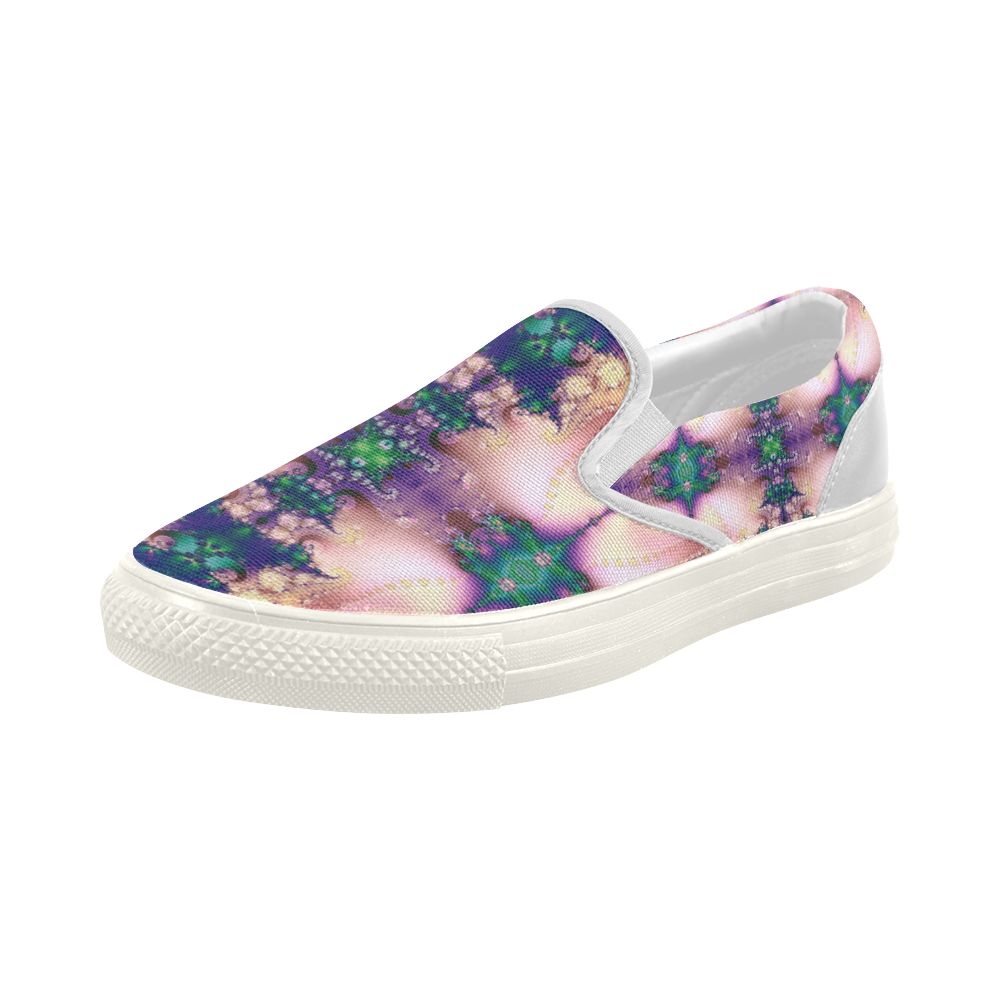 Diamond Encrusted Frost Fractal Abstract Women's Slip-on Canvas Shoes (Model 019)