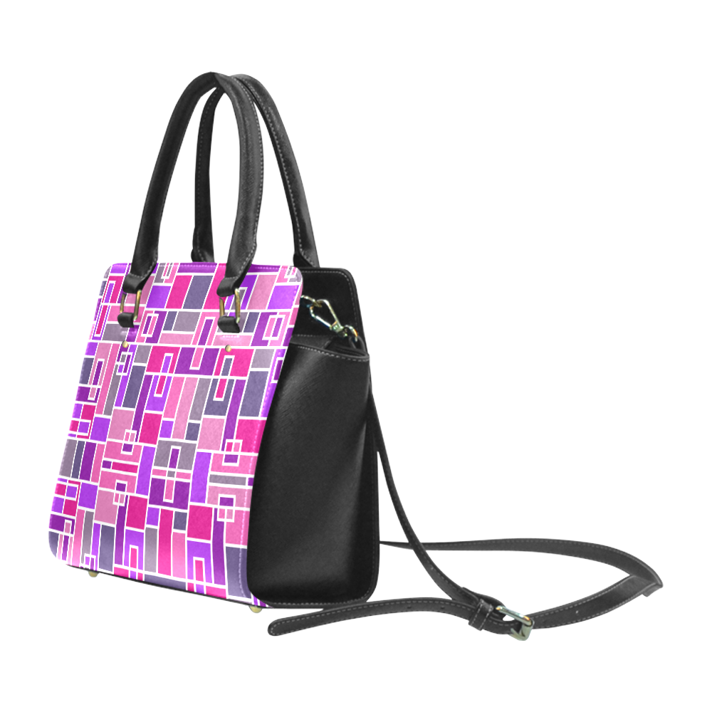 Pink and Purple Geometric Blocks by ArtformDesigns Classic Shoulder Handbag (Model 1653)