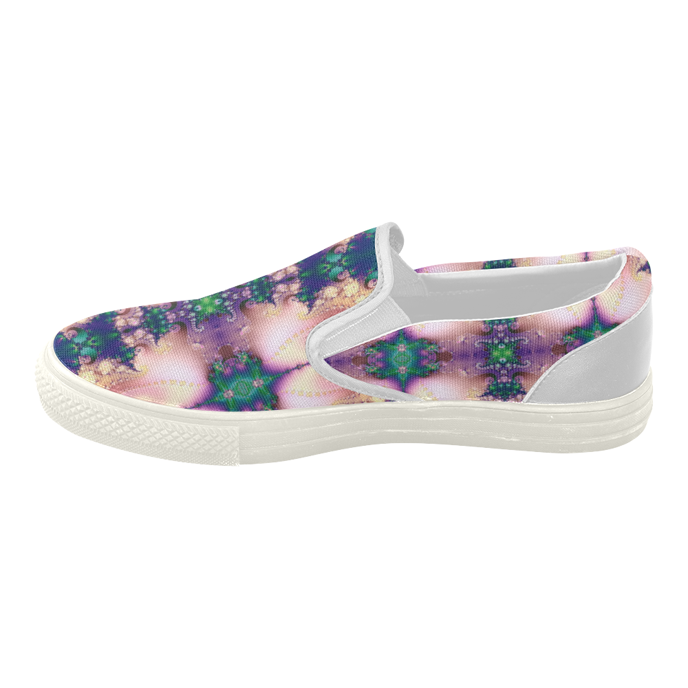 Diamond Encrusted Frost Fractal Abstract Women's Slip-on Canvas Shoes (Model 019)