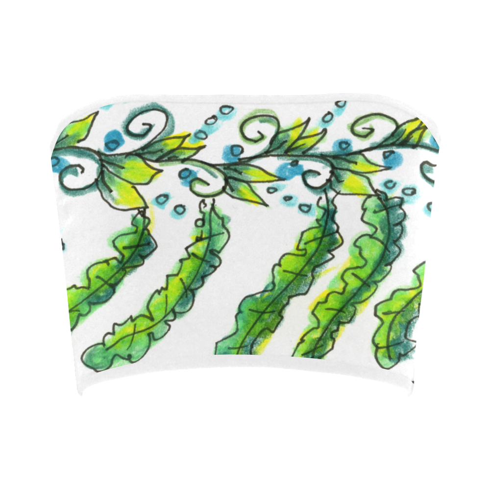 Abstract Blue Green Flowers Vines River Zendoodle Bandeau Top