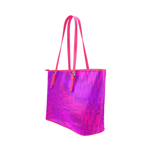 Purple Frequency Abstract by ArtformDesigns Leather Tote Bag/Small (Model 1651)