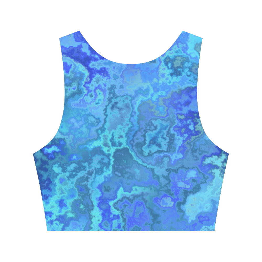 blue reef sports bra Women's Crop Top (Model T42)