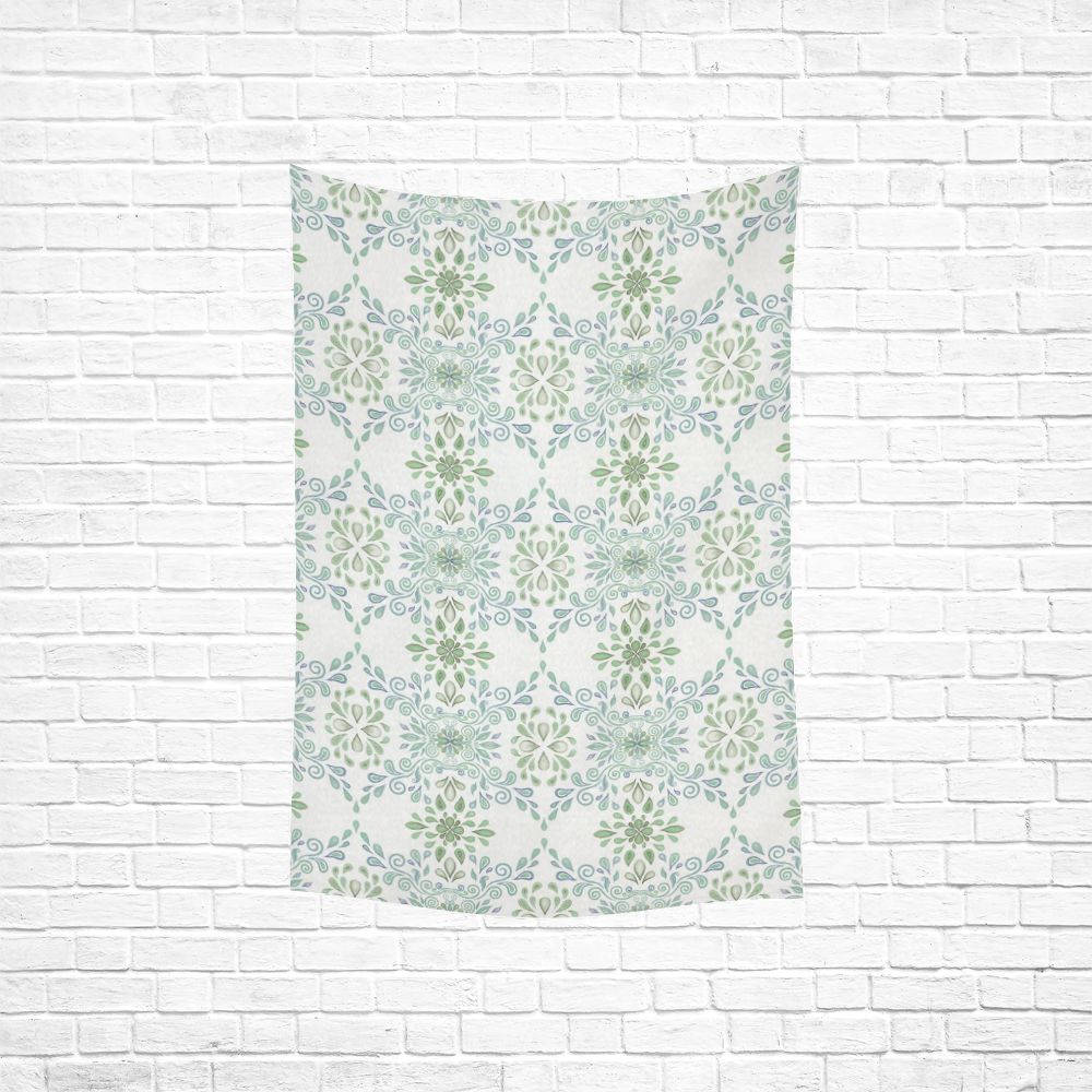 Blue and Green pattern Cotton Linen Wall Tapestry 40"x 60"