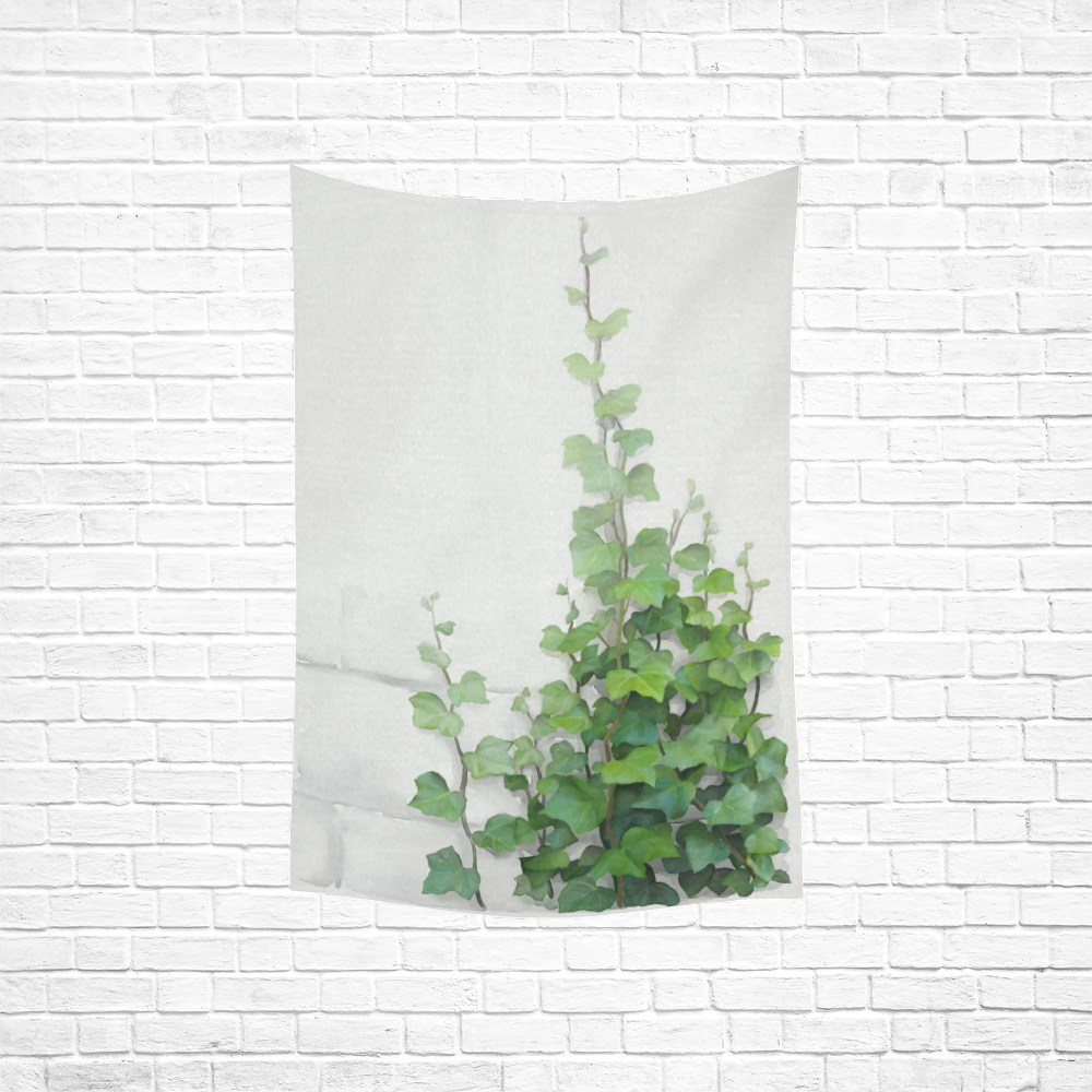 Watercolor Vines, climbing plant Cotton Linen Wall Tapestry 40"x 60"