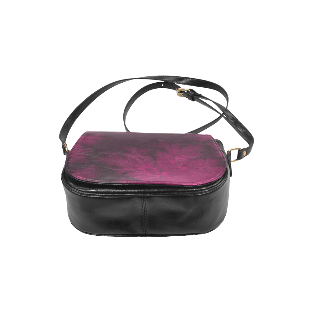 Frosty Fuchsia Fantasy Fractal Abstract Classic Saddle Bag/Small (Model 1648)