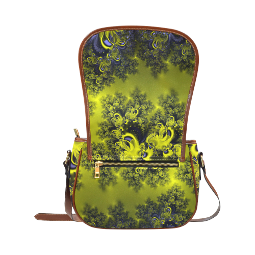 Frosty Sunlight on The Lake Fractal Abstract Saddle Bag/Large (Model 1649)