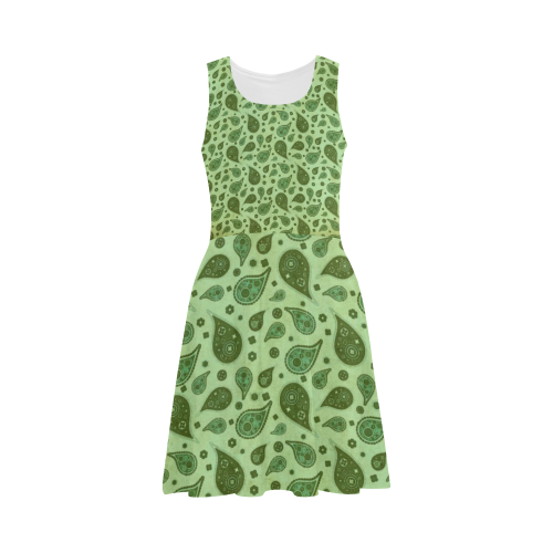 vintage paisley green Atalanta Sundress (Model D04)