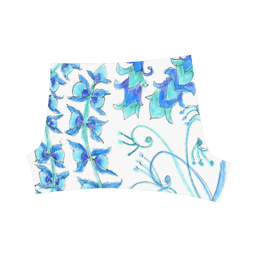 Dancing Aqua Blue Vines, Flowers Zendoodle Garden Briseis Skinny Shorts (Model L04)