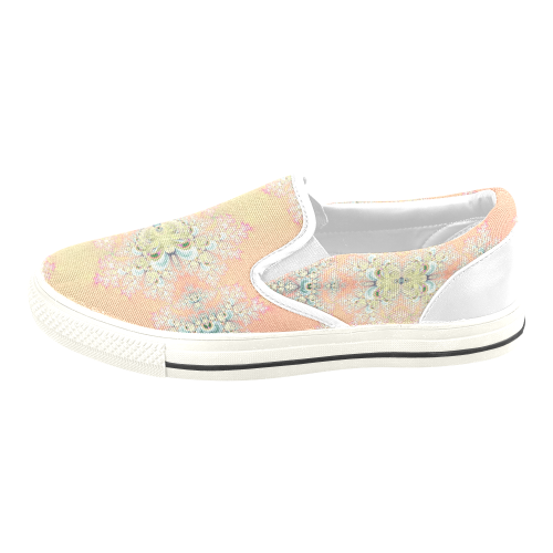 Peach Spring Frost on Flowers Fractal Abstract 2 Women's Unusual Slip-on Canvas Shoes (Model 019)