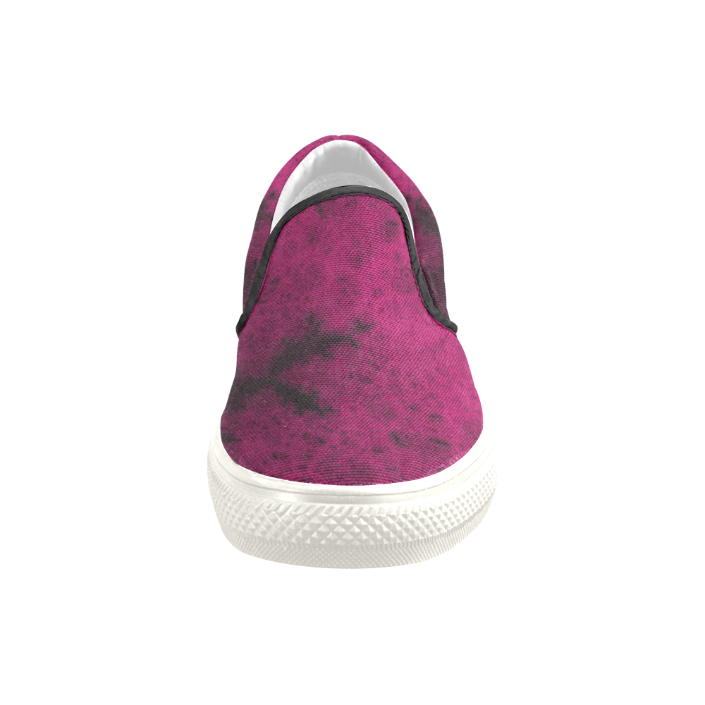 Purple Snowvember Night Fractal Abstract Men's Unusual Slip-on Canvas Shoes (Model 019)