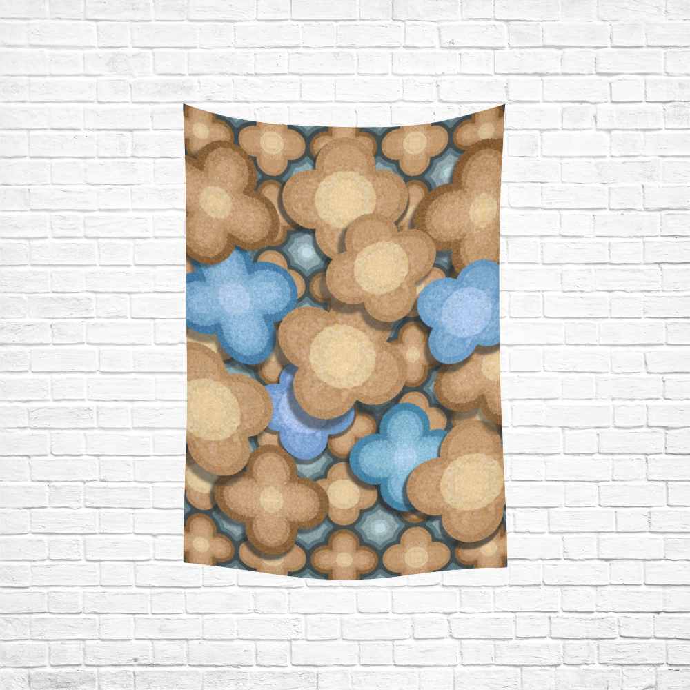 brown blue pattern Cotton Linen Wall Tapestry 40"x 60"