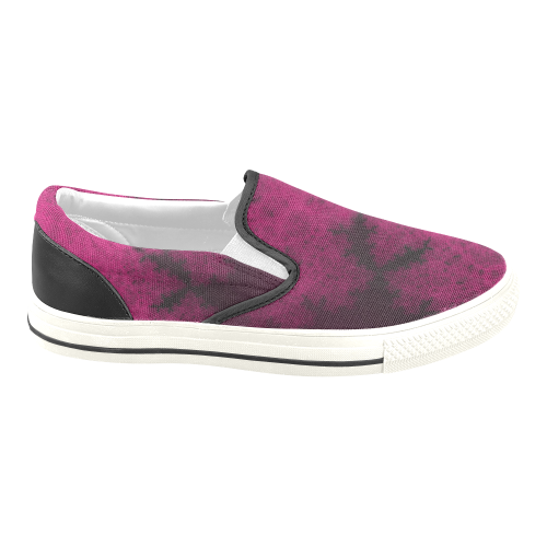 Purple Snowvember Night Fractal Abstract Women's Unusual Slip-on Canvas Shoes (Model 019)
