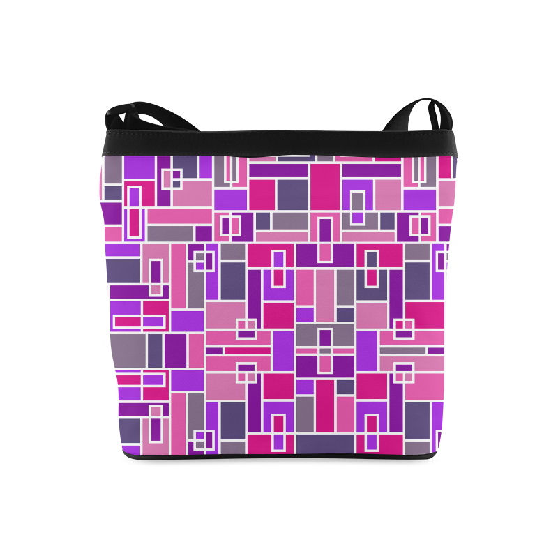 Pink and Purple Geometric Blocks by ArtformDesigns Crossbody Bags (Model 1613)