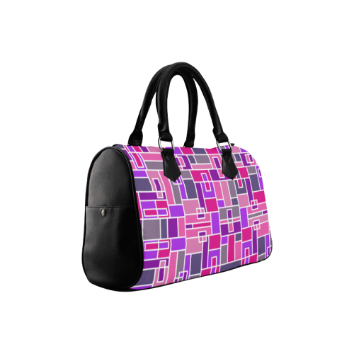Pink and Purple Geometric Blocks by ArtformDesigns Boston Handbag (Model 1621)