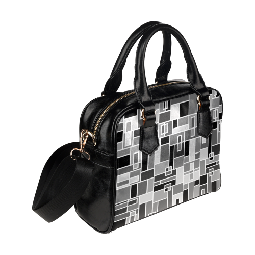 Monochrome Geometric Blocks by ArtformDesigns Shoulder Handbag (Model 1634)