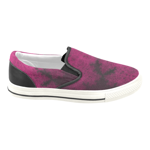 Purple Snowvember Night Fractal Abstract Men's Unusual Slip-on Canvas Shoes (Model 019)