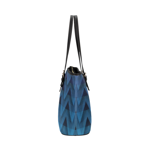 3-D Chevron Pattern (Slate Blue) Leather Tote Bag/Small (Model 1651)