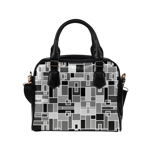Monochrome Geometric Blocks by ArtformDesigns Shoulder Handbag (Model 1634)