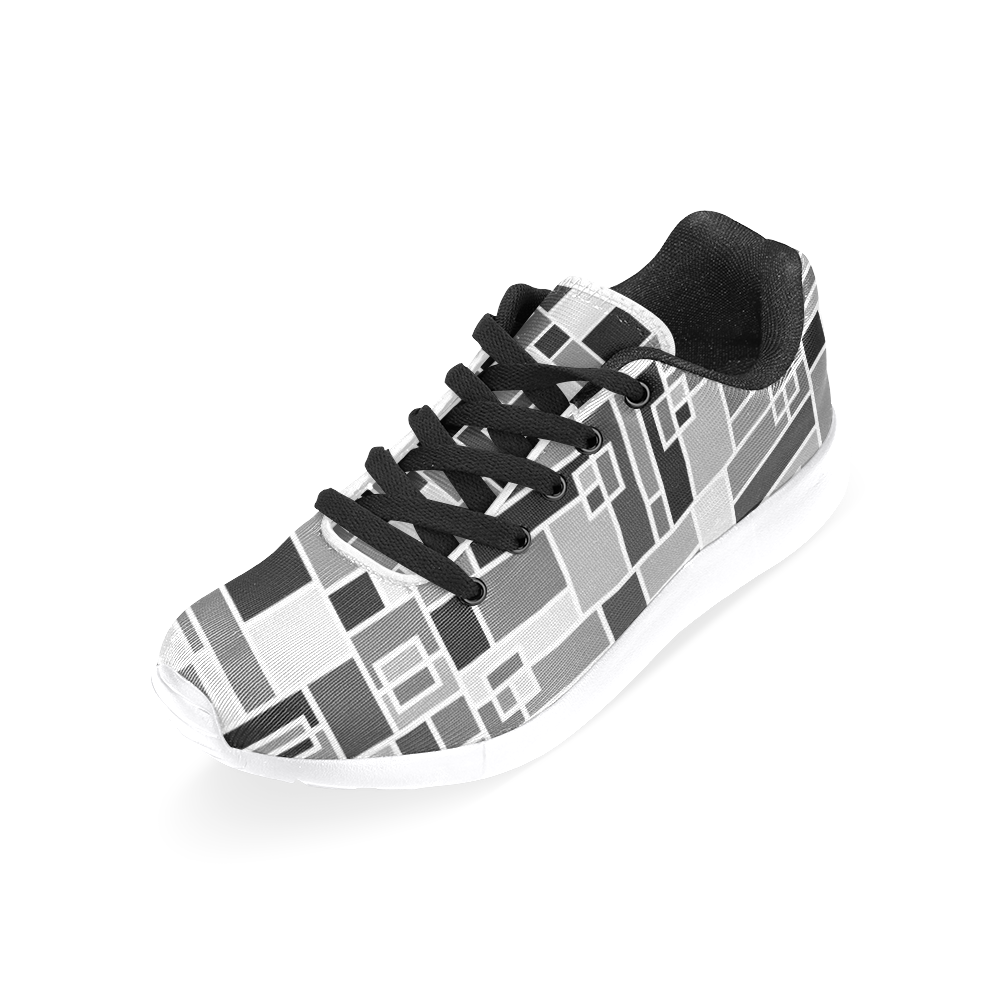 Monochrome Geometric Blocks by ArtformDesigns Women’s Running Shoes (Model 020)