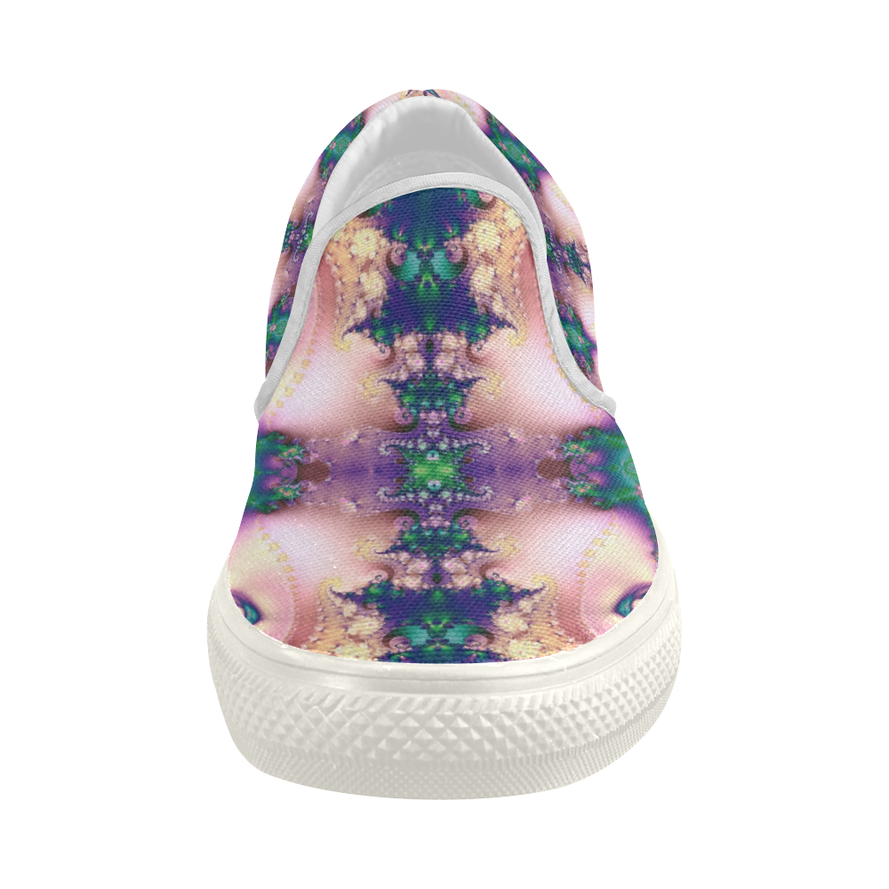 Diamond Encrusted Frost Fractal Abstract Women's Slip-on Canvas Shoes (Model 019)