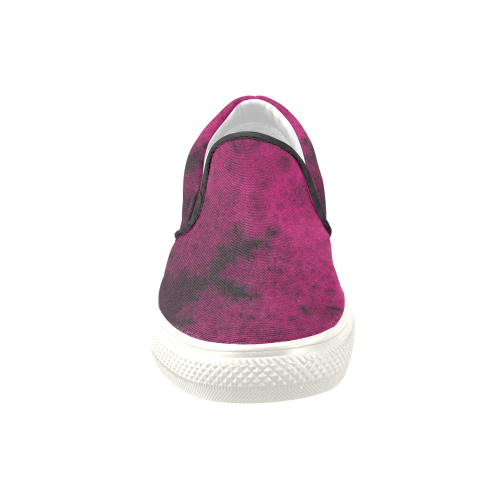 Purple Snowvember Night Fractal Abstract Women's Unusual Slip-on Canvas Shoes (Model 019)