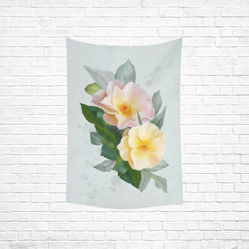 Wild Roses Cotton Linen Wall Tapestry 40"x 60"