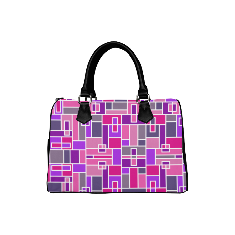 Pink and Purple Geometric Blocks by ArtformDesigns Boston Handbag (Model 1621)