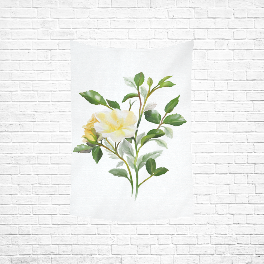 Yellow Rose Cotton Linen Wall Tapestry 40"x 60"