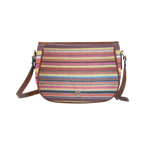 Traditional WOVEN STRIPES FABRIC - colored Saddle Bag/Small (Model 1649) Full Customization