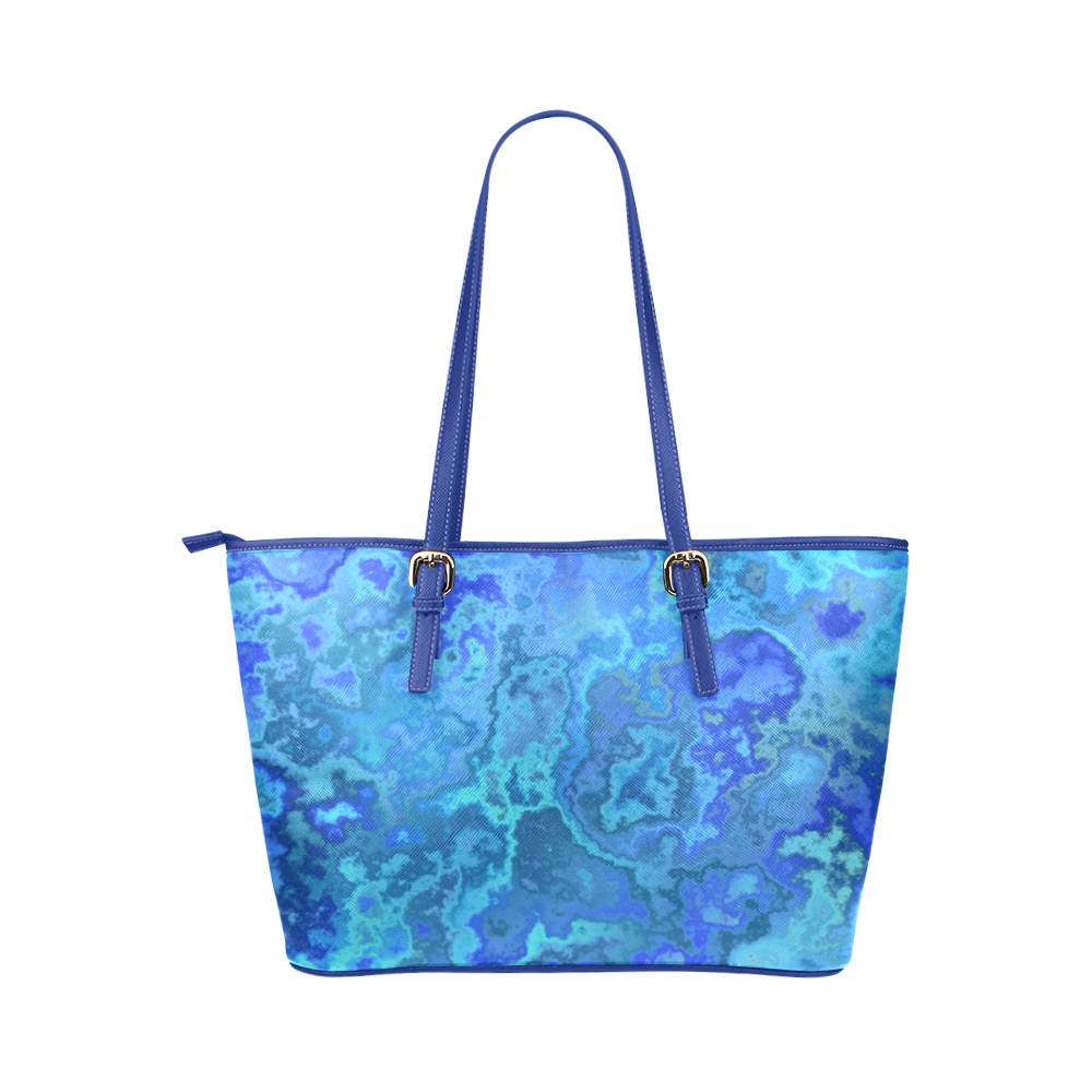 blue reef Leather Tote Bag/Small (Model 1651)