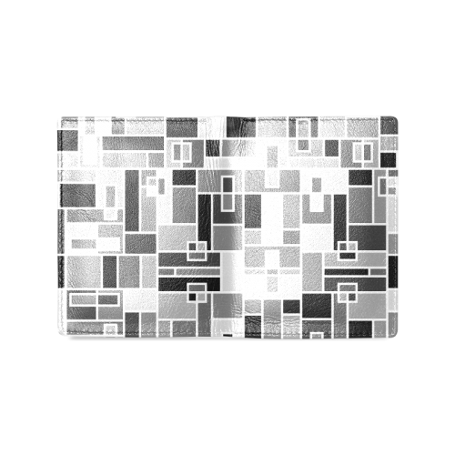 Monochrome Geometric Blocks by ArtformDesigns Men's Leather Wallet (Model 1612)