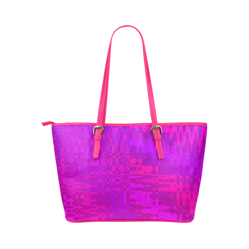 Purple Frequency Abstract by ArtformDesigns Leather Tote Bag/Large (Model 1651)
