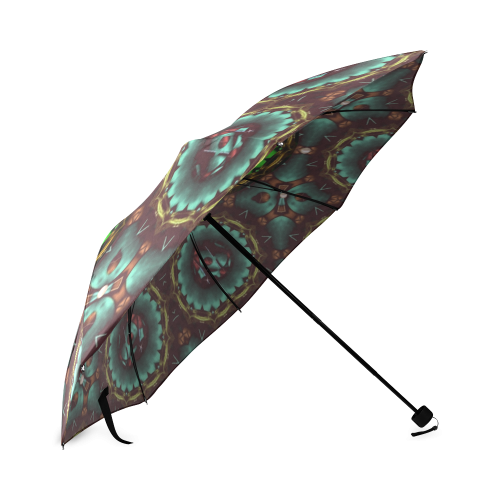 yin yang in art style and golden flowers Foldable Umbrella (Model U01)