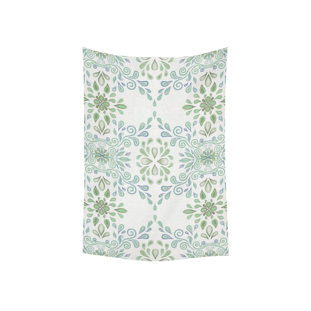 Blue and Green watercolor pattern Cotton Linen Wall Tapestry 40"x 60"
