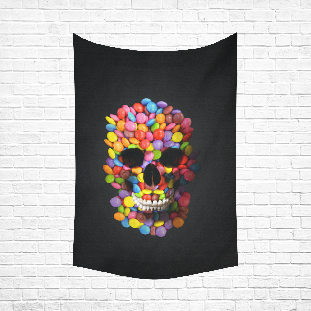 Halloween Candy Sugar Skull Cotton Linen Wall Tapestry 60"x 90"