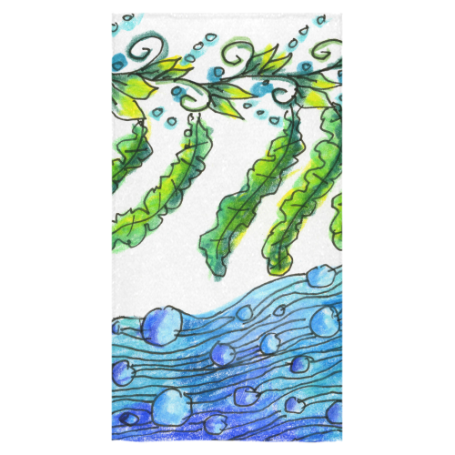 Abstract Blue Green Flowers Vines River Zendoodle Bath Towel 30"x56"