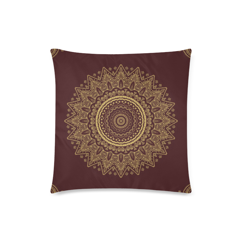 Mandala in Gold and Royal Red Custom Zippered Pillow Case 18"x18"(Twin Sides)