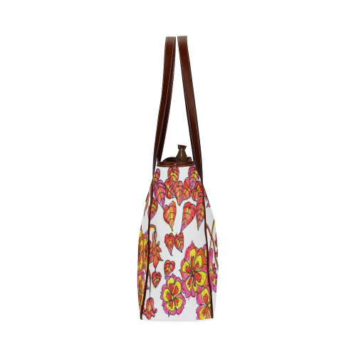 Autumn Leaves, Flowers, Red Orange Gold Zendoodle Classic Tote Bag (Model 1644)