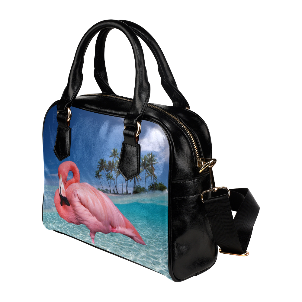 Flamingo and Palms Shoulder Handbag (Model 1634)