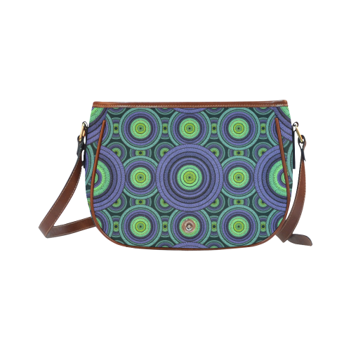 Green and Blue Stitched Saddle Bag/Small (Model 1649) Full Customization