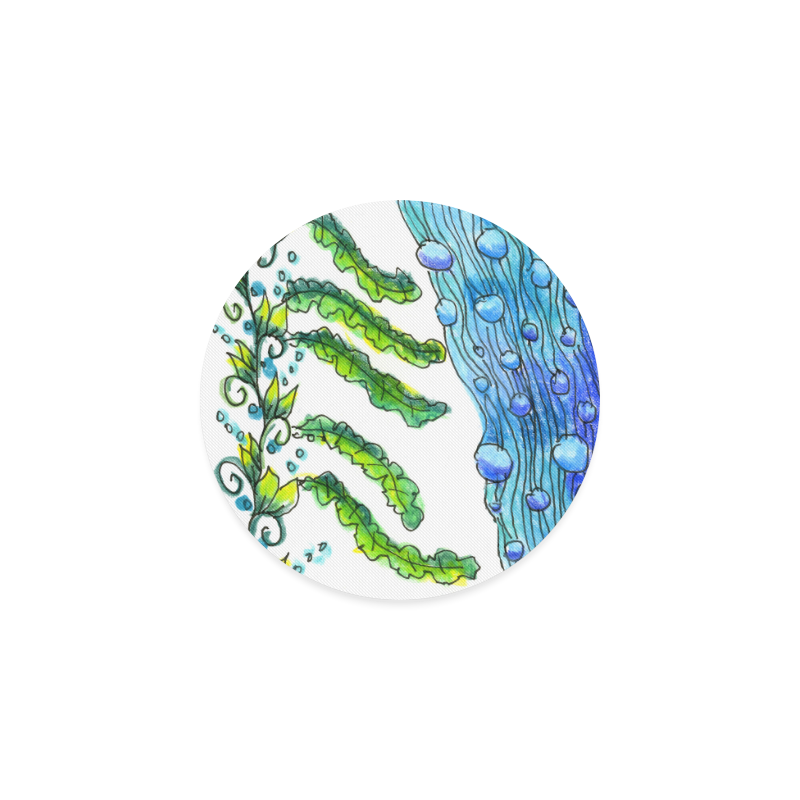 Abstract Blue Green Flowers Vines River Zendoodle Round Coaster