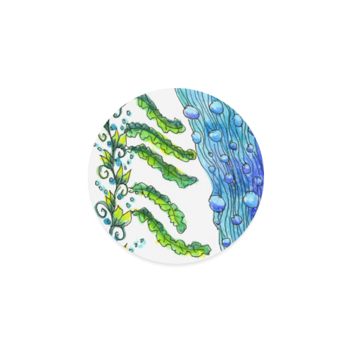 Abstract Blue Green Flowers Vines River Zendoodle Round Coaster